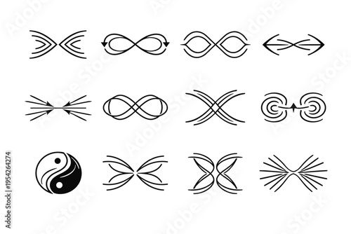 Shape path mirrored vector abstract form icons motion paired icon dual balanced