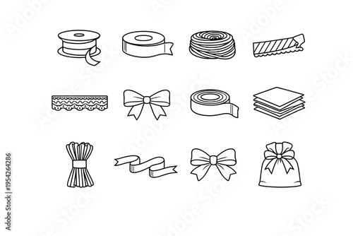 Gift vector icon satin simple image strip generation ribbon wrapping thin material