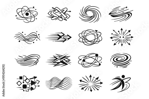 Collection design scene abstract concept overview vector icons motion movement icon