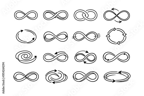 Vector cyclic infinity path simple dynamic icon direction image symbol movement generation