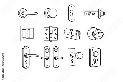 Hardware latch outline strike simple door generation image plate fitting entry vector