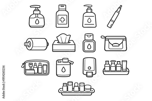 Container pump generation cuticle vector sanitizer roll image icon hand box wipes