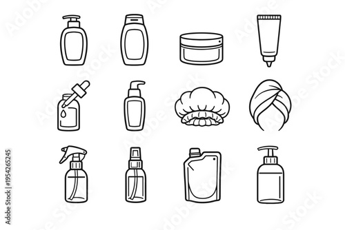 Towel serum icons personal vector scrub bottle icon hair dropper refill care