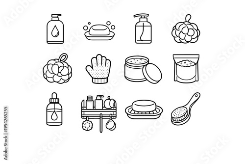 Scrub bath icon vector bar dish generation bottle wash shelf simple image