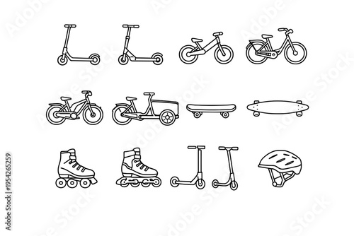 Icon skateboard simple generation city folding skates longboard bike image scooter vector