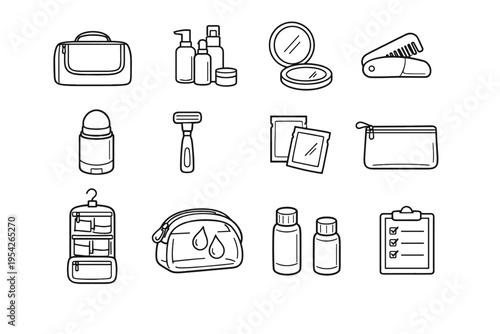 Icon care bag sachet bottle vector zip razor image generation mirror container