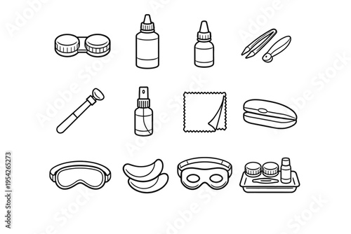 Case applicator vector icon image eye cloth tweezers generation care simple gel