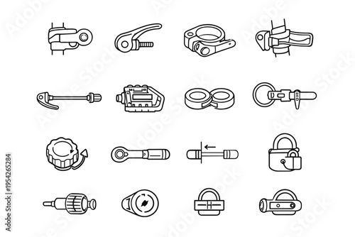 Folding image pin seat vector simple generation clamp fold torque handlebar pedal