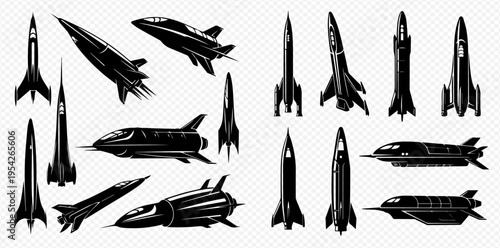 Retro Spaceship and Rocket Collection: Vintage Spacecraft Designs for Sci-Fi and Exploration.