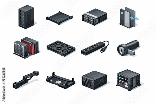 Module rack image locking separator server vector generation fan icon airflow barrier