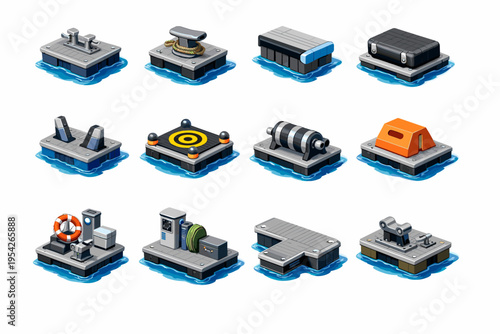 Impact guard simple guide vector image icon block generation boat horn set