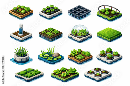 Tray container garden simple icon vector floating irrigation indicator aquatic retention generation