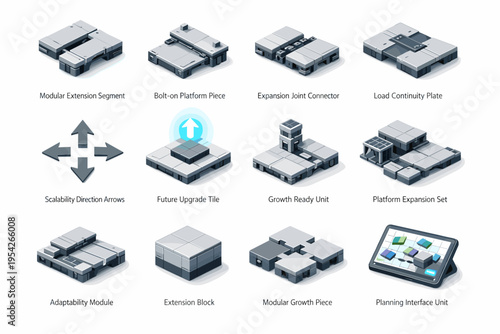 Block continuity segment image icon vector set growth unit upgrade simple generation