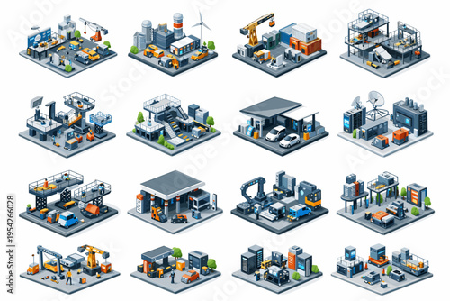 Service icons vector scene platform integrated platforms scalable maintenance industrial icon
