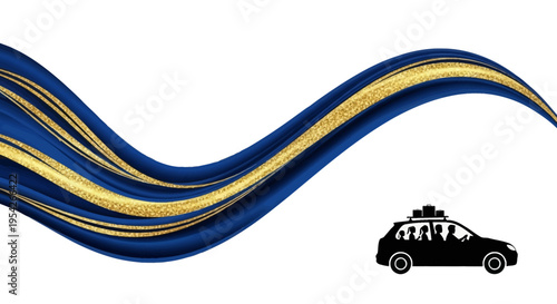 Taxi Cab Icon with Abstract Wave.