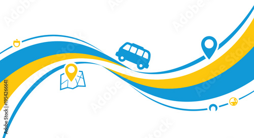 Transportation Route Map Navigation Illustration.