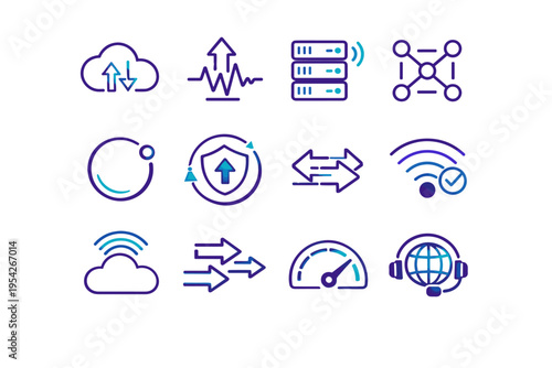 Sign cloud image cue online icon vector generation pulse data network system