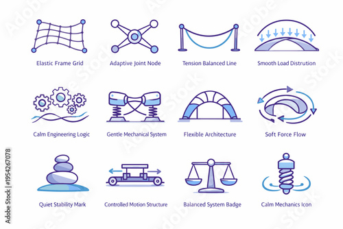 Load distribution force generation node icon balanced vector image soft simple controlled