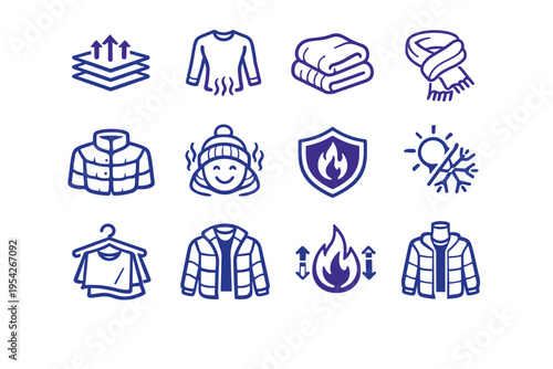 Generation set cozy image fold simple apparel icon layered vector wrap system