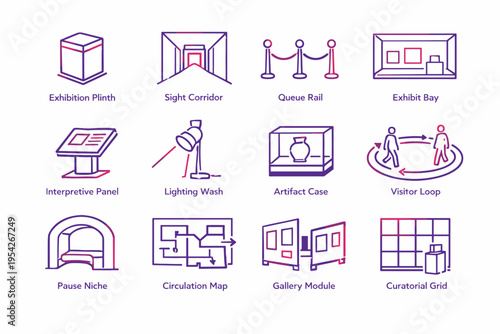 Corridor icon generation loop sight gallery simple artifact rail niche vector image