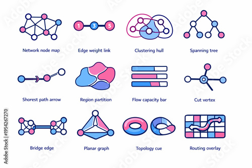 Node icon capacity routing vector network arrow vertex cut spatial icons logic