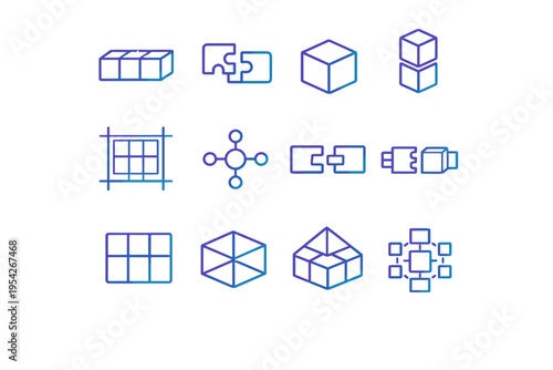 Segment vector simple calm unit module generation image symbol tile connector icon