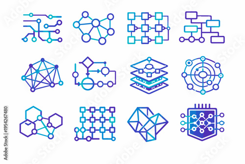 Image data logical vector digital simple grid generation smart badge framework icon