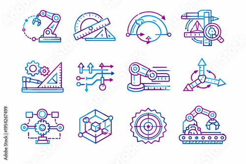 Geometry simple machine icon path vector axis robotic movement generation image arm