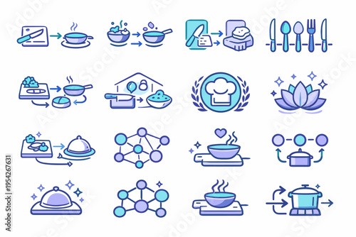 Icon function kitchen sequence practical simple system image vector flow generation symbol