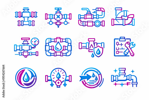 Manifold icon fittings vector junction image plumbing generation pressure hub utility simple