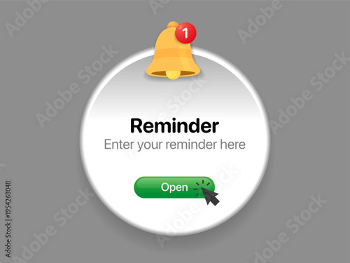 Reminder notification pop up template. Business planning ,events, reminder and timetable page vector illustration EPS10.