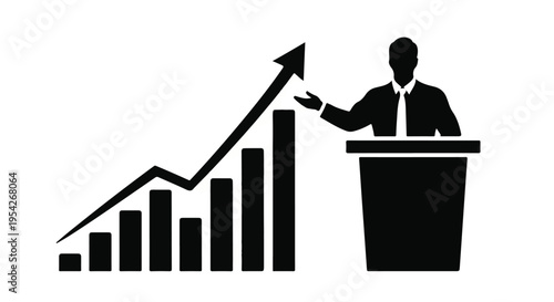 Businessman presenting growing statistics graph