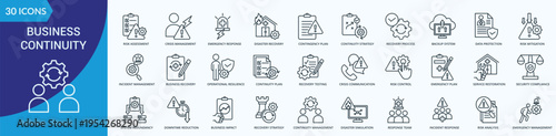 Business Continuity Icon Pack Outline Style