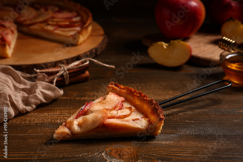 Piece of sweet apple pie wi...