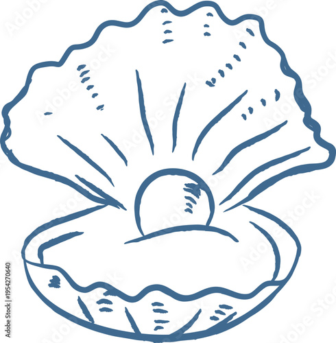 Pearl In Oyster Shell Sketch