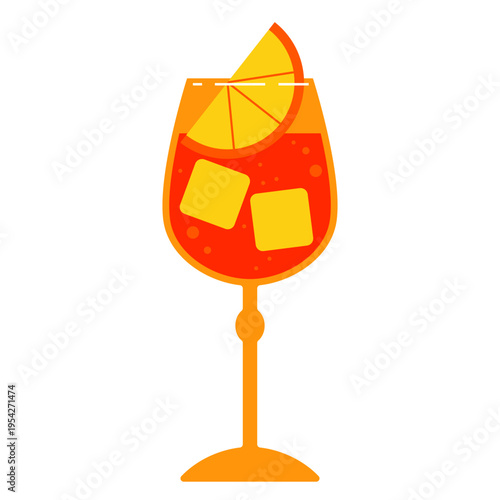 Spritz classic cocktail with prosecco, soda, orange, ice. Aperol Spriz drink. Spritz Cocktail with Orange Slice