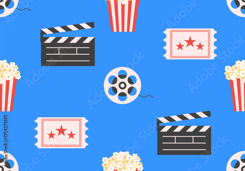 Movie, cinema vector pattern. Cinema seamless pattern with icons Movie