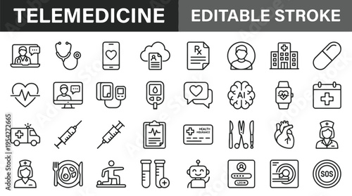 Telemedicine concept with doctor and patient in virtual consultation on computer black and white illustration modern healthcare technology