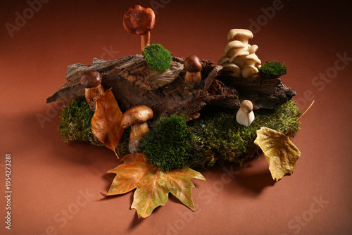 Tree bark with moss, dried ...