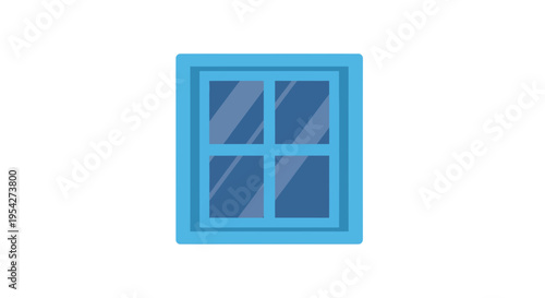 Minimalist azure framed window pane icon providing simplicity and a glimpse of light reflection