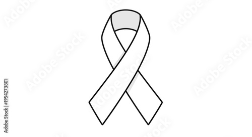 Minimalist awareness ribbon illustration in black and white for medical support themes