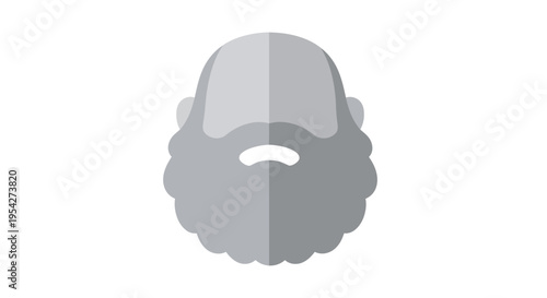 Minimalist gray scale vector illustration of a bearded head in symmetric style
