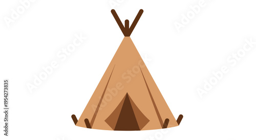 Minimalist illustration of a tipi, a traditional conical tent made with poles and animal hides