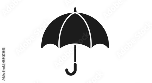 Minimalist protection symbol featuring an open umbrella against a white backdrop