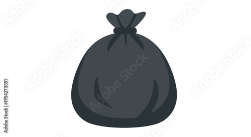 Minimalist representation of a tied-up refuse sack isolated for easy integration