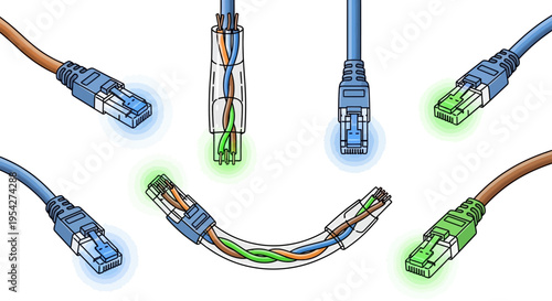 Ethernet cables with network connectors.