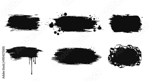 A collection of bold, black brush strokes and textures, ideal for adding depth, visual interest, and a touch of artistic flair to graphic designs and creative projects. 