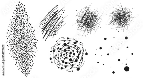 Abstract textures composed of ink, capturing a variety of expressive ink marks, strokes, and graphic elements. A versatile collection suitable for various creative design projects.