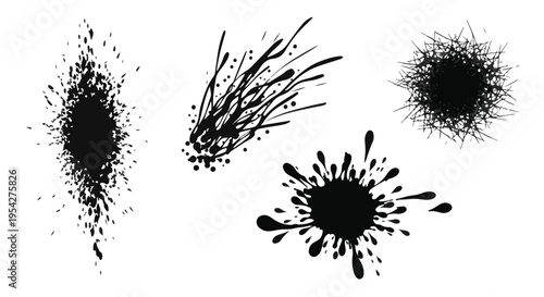 Abstract splatter set of black paint drops. Perfect for adding a dynamic and artistic touch to various projects.