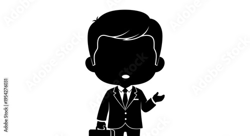 Monochrome illustration of a faceless businessman presenting a professional persona in corporate